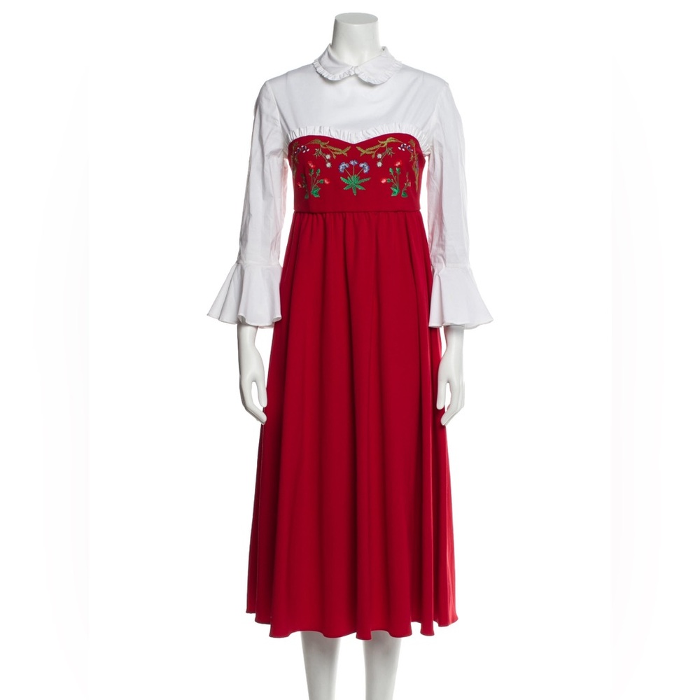 Elegant Red and White Maxi Dress